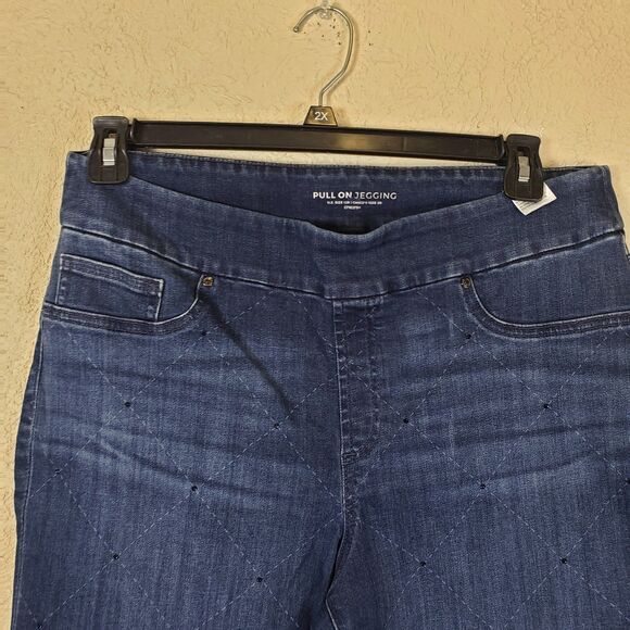 Chico's Pull-On Jegging EmblishJewelsJeans Ankle Women's Size 2R Large 12 Blue - Picture 3 of 11